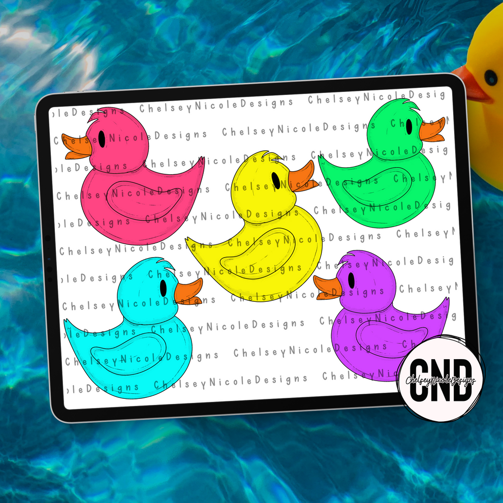 Neon Rubber Duck Clip Art Set – ChelseyNicoleDesigns