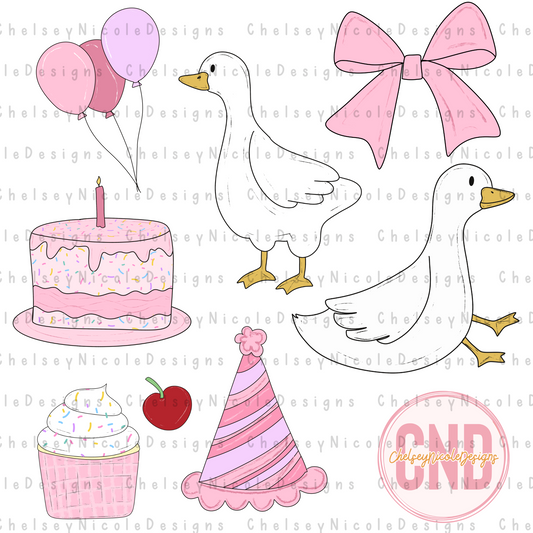 Birthday Goose Clipart Pack