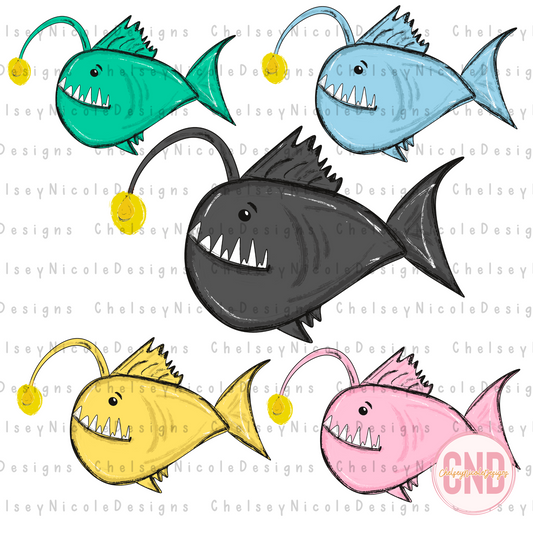 Angler Fish Clip Art Bundle