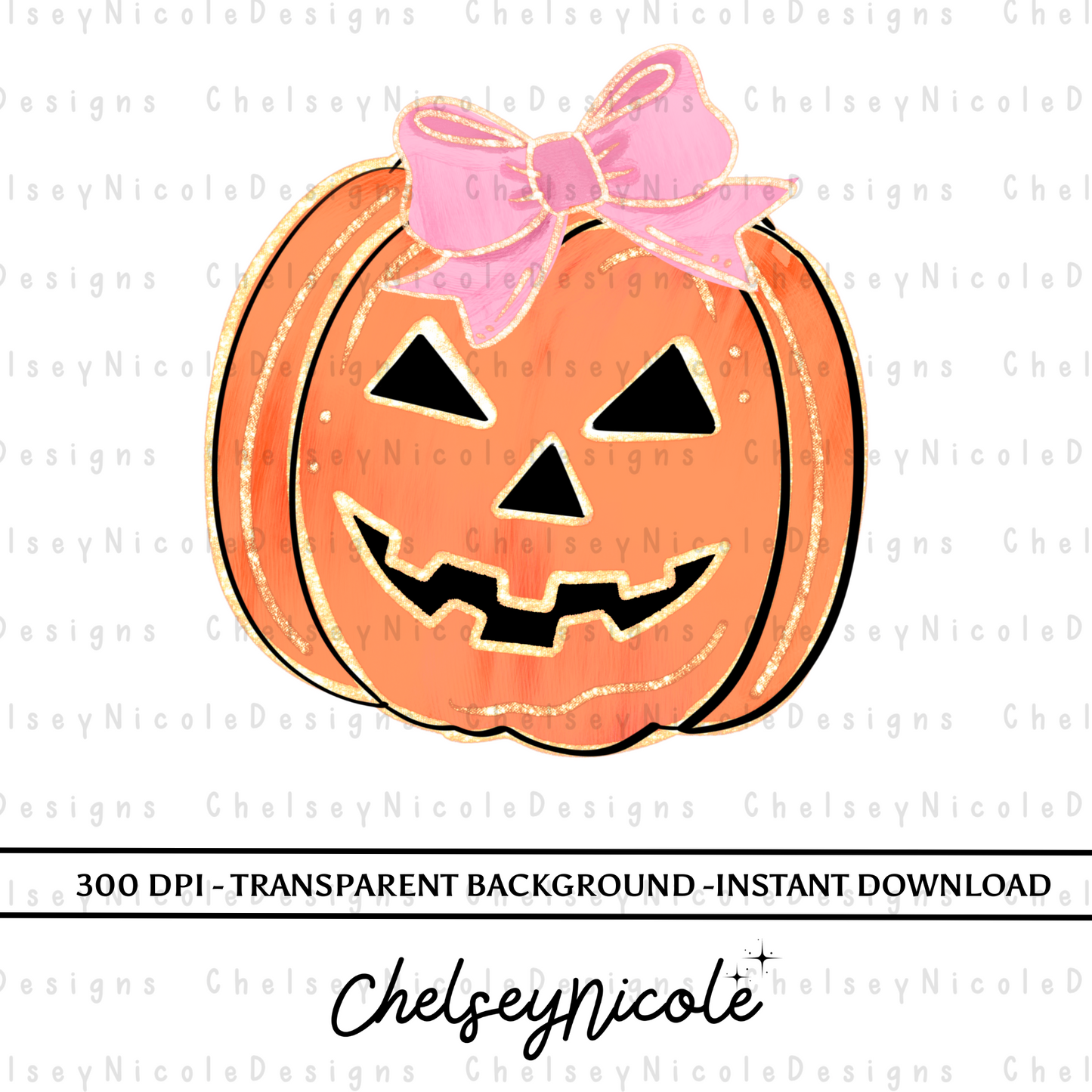 Glitter Halloween Pumpkin PNG - Faux Glitter Pumpkin - Digital Design