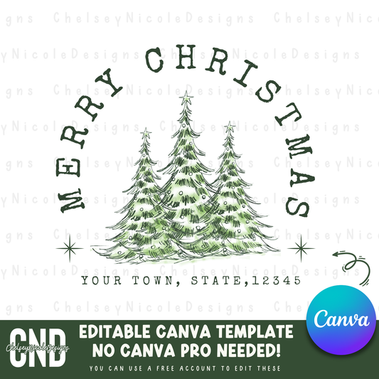 Merry Christmas Vintage Trees - Canva Template