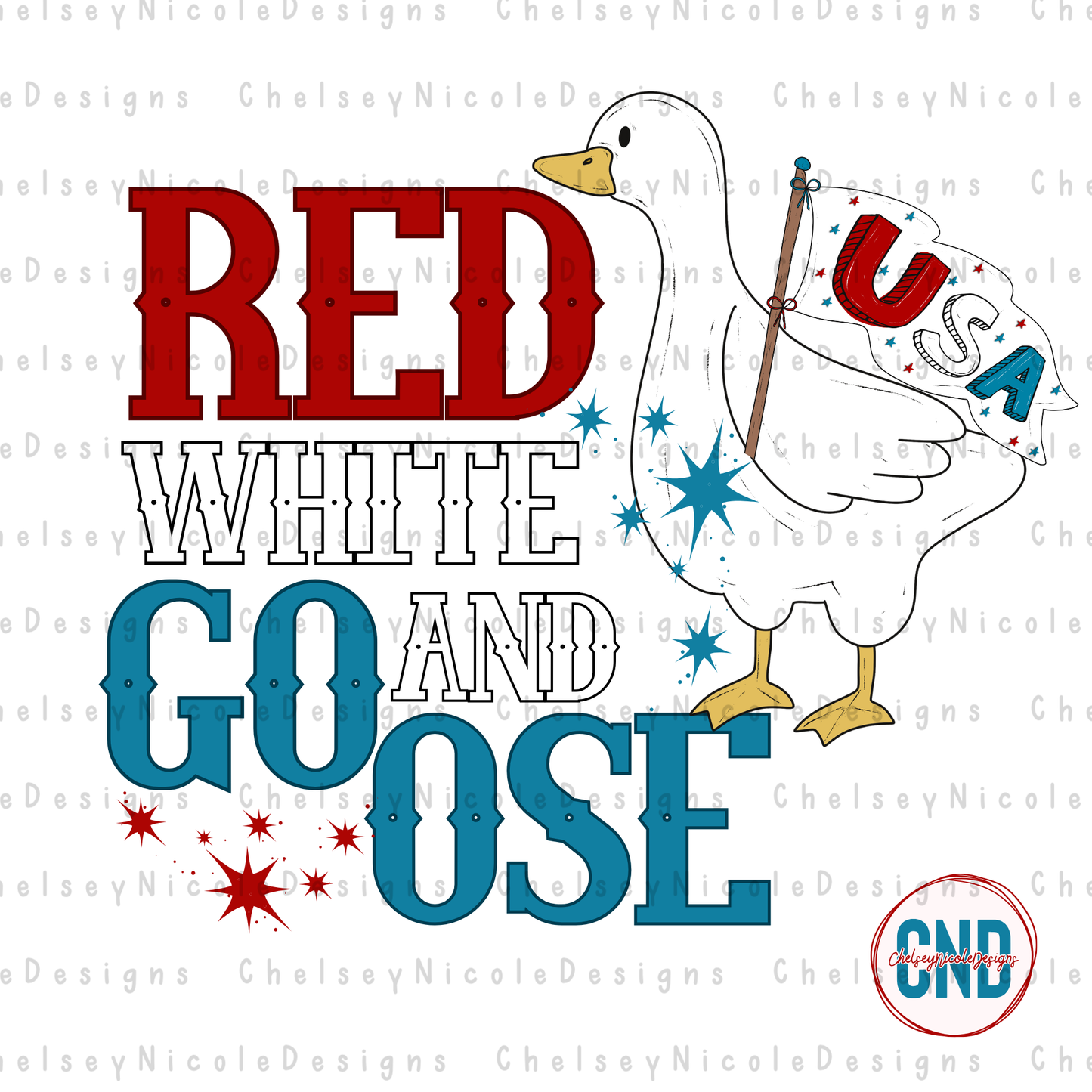 Red, White & Goose PNG - American Goose PNG - Goose Patriotic PNG