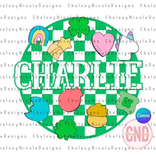 Checkered Charms Canva Template (Includes Charms Clip Art Bundle)