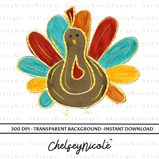 Painted Turkey Glitter PNG - Thanksgiving PNG - Glitter Turkey PNG