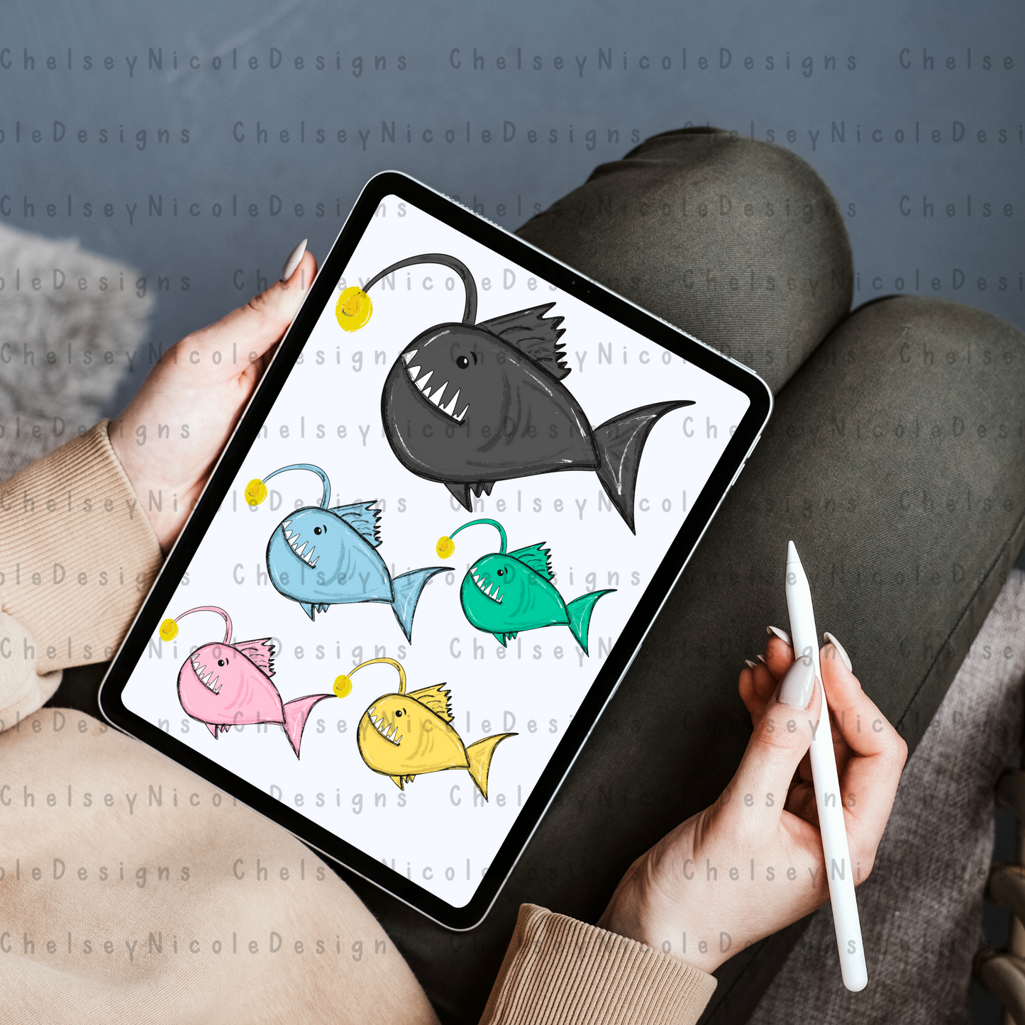 Angler Fish Clip Art Bundle