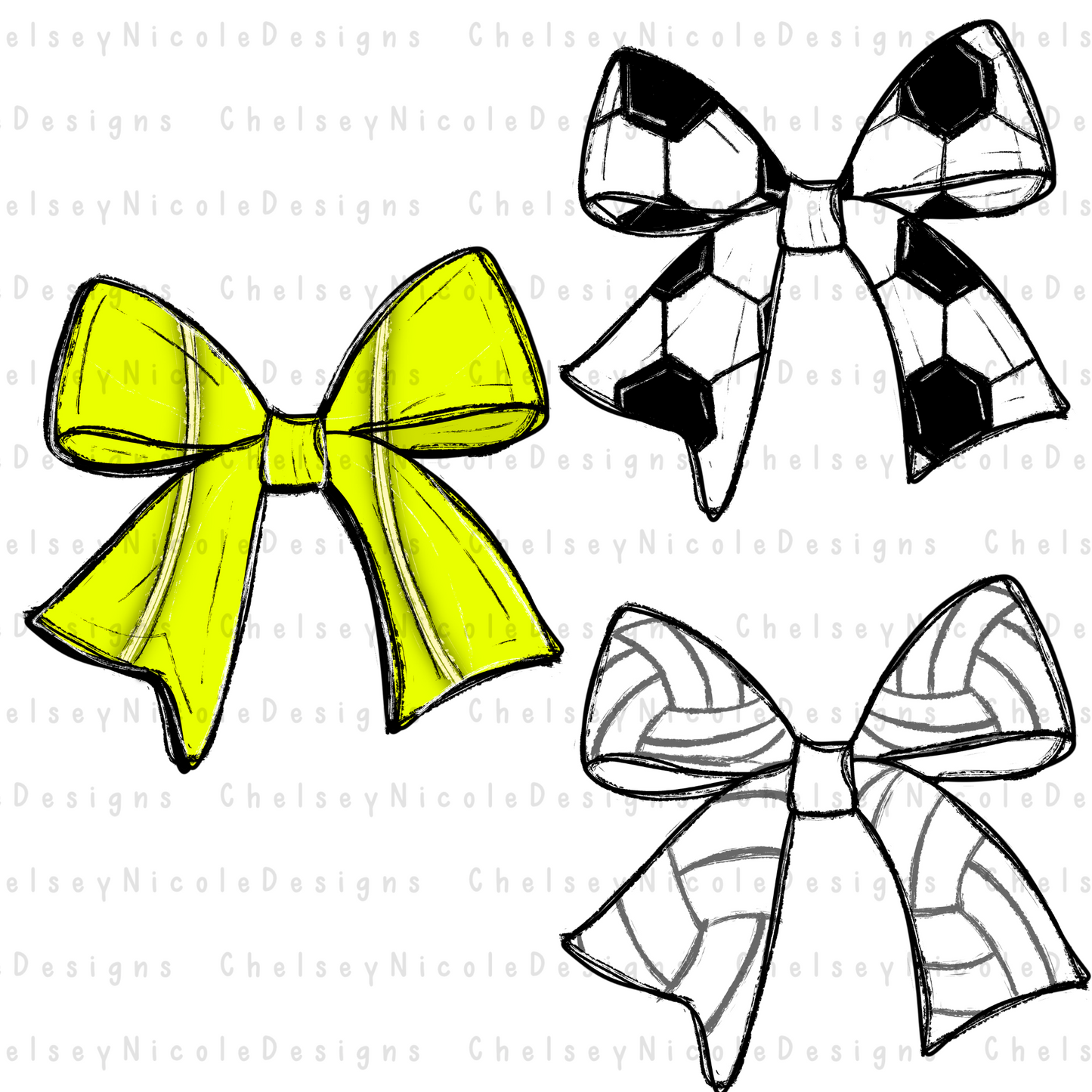 Sports Bow Clip Art Bundle