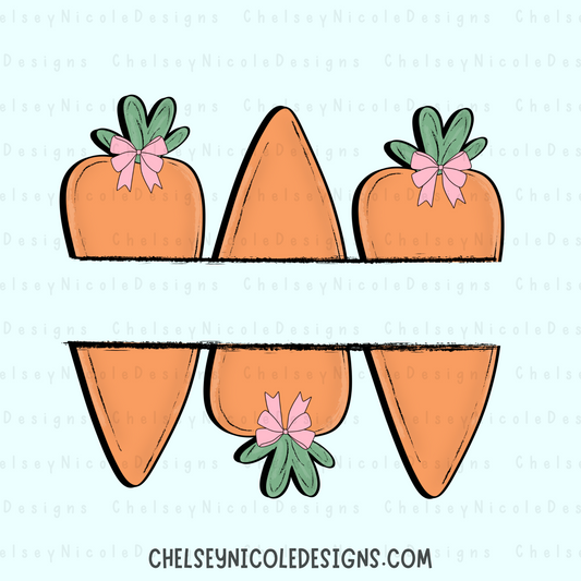 Carrot Name Plate with bows PNG - Hand Drawn Easter PNG - Simple Girls Easter Name Plate