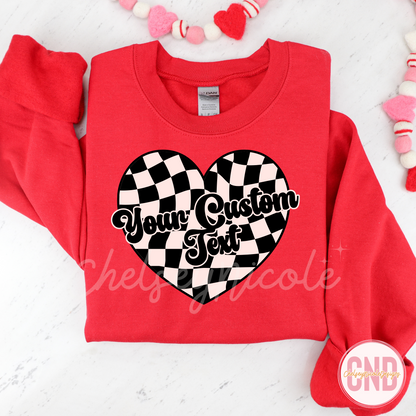 Checker Heart Custom Text - Editable Canva Template