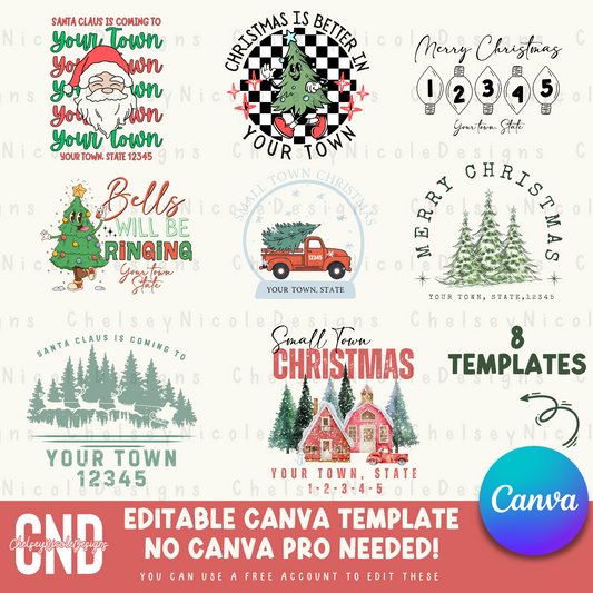 Town/State Christmas Bundle - Canva Template