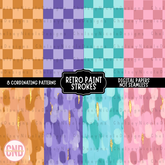 Retro Paint Strokes Digital Paper Bundle