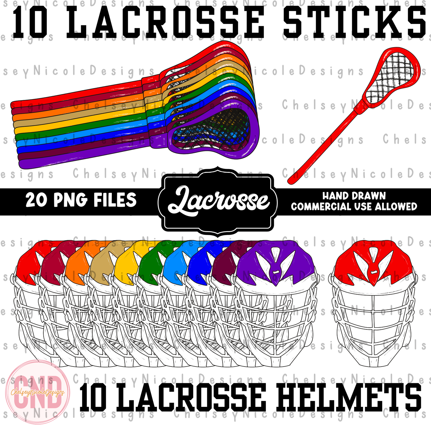 Lacrosse Clipart Bundle (20 PNGs)