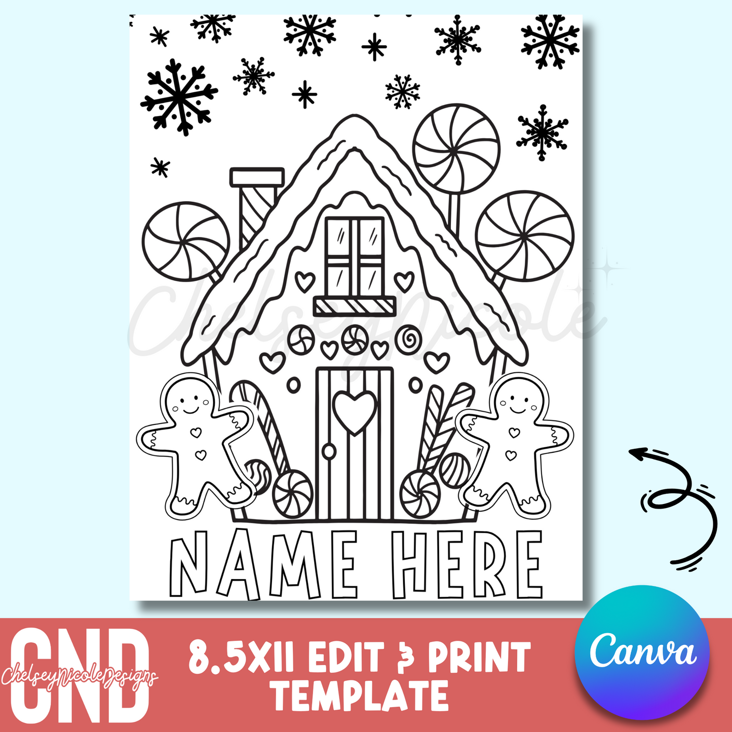 Gingerbread Custom Coloring Sheet Canva Template