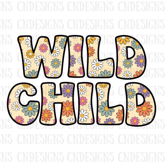 Wild Child floral  PNG | Retro Boho PNG