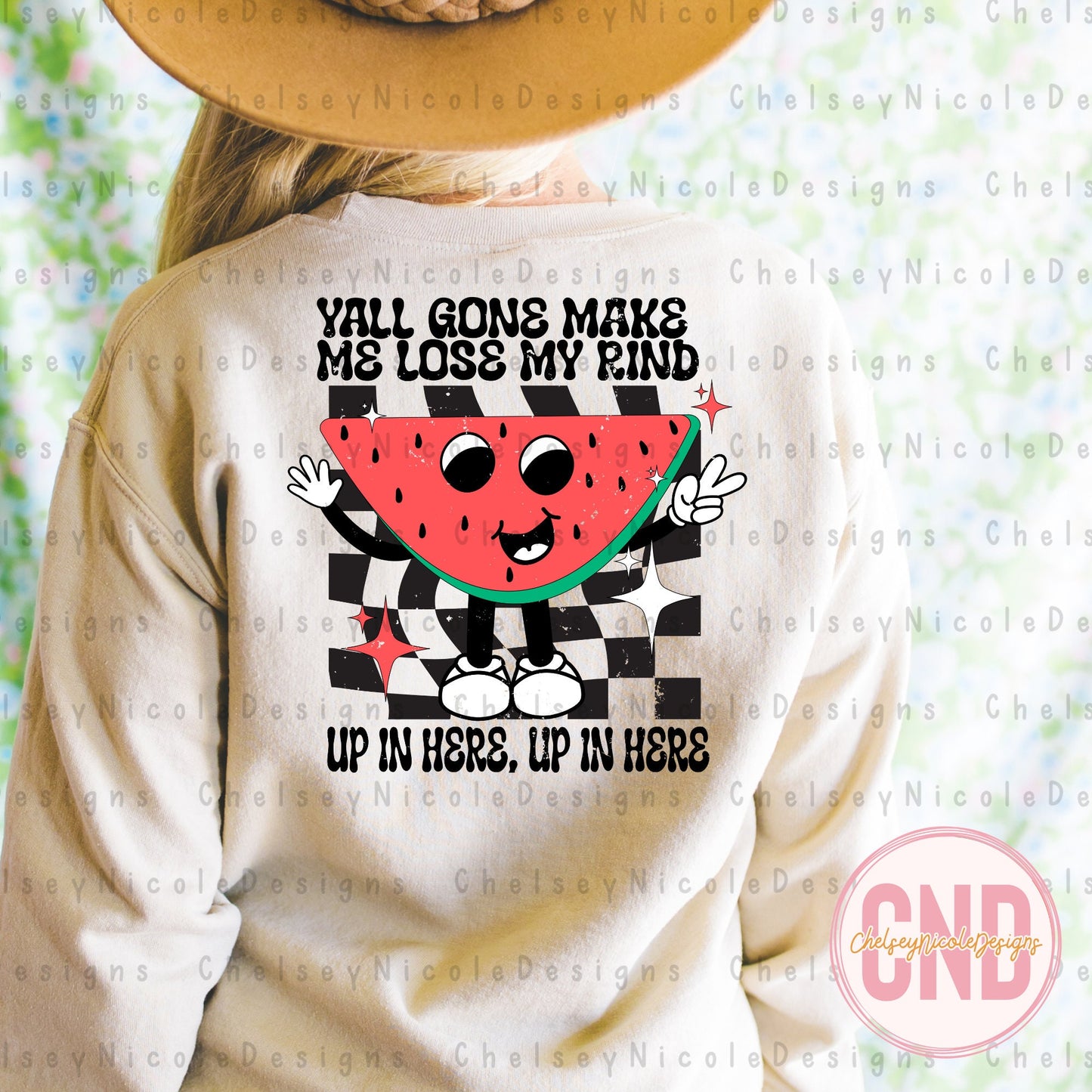 Yall gone make me lose my rind PNG | Watermelon PNG | Retro Character Design | retro watermelon PNG | Retro Summer png | Trending design