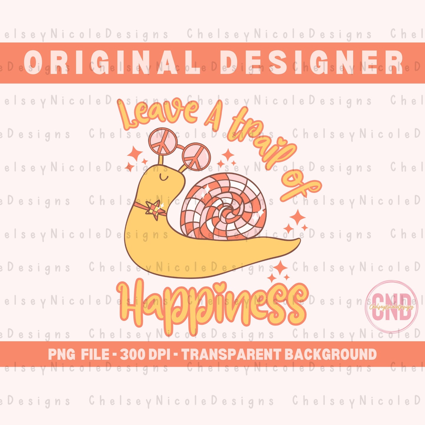 Leave A Trail Of Happiness  PNG | Retro Boho PNG | Disco Snail PNG