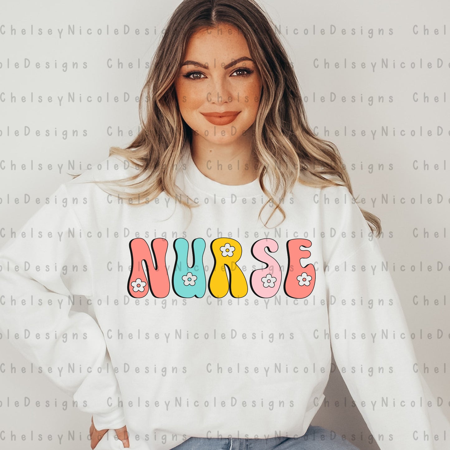 Retro Floral Nurse PNG | Bright Nurse PNG | Colorful Nurse PNG | Flower Nurse png | Nurse Digital Design | Nurse Sticker design | Trending