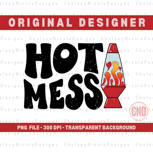 Hot Mess PNG | Retro Hot Mess Lava Lamp PNG | Retro Wavy Font | Lava lamp PNG | Retro design - Commercial Use png