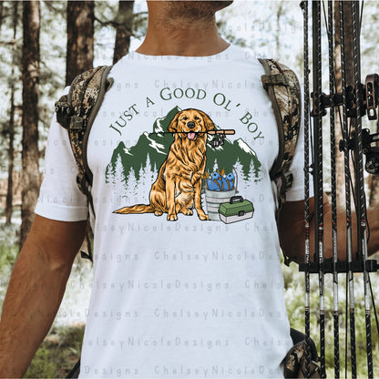 Just A Good Ol' Boy PNG | Fishing Dog PNG | Yellow Lab png | Mens Outdoor design | Mens trending design | Outdoor PNG | Fishing png