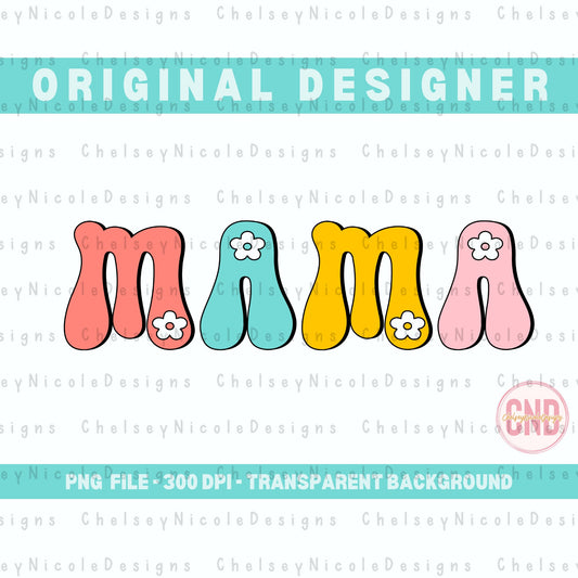 Retro Floral Mama PNG | Bright Mama PNG | Colorful Mama PNG | Flower Mom png | Mom Digital Design | Mama Sticker design | Trending