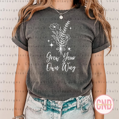 Grow Your Own Way PNG | Simple Floral PNG | Positive Affirmations| Growth, Flowers, Simple PNG