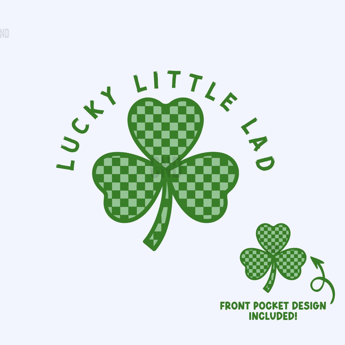 Lucky Little Lad PNG, Checker 4 Leaf Clover PNG, Lucky Little Lad Design, St Patricks boy Design, Trending png, Front pocket design